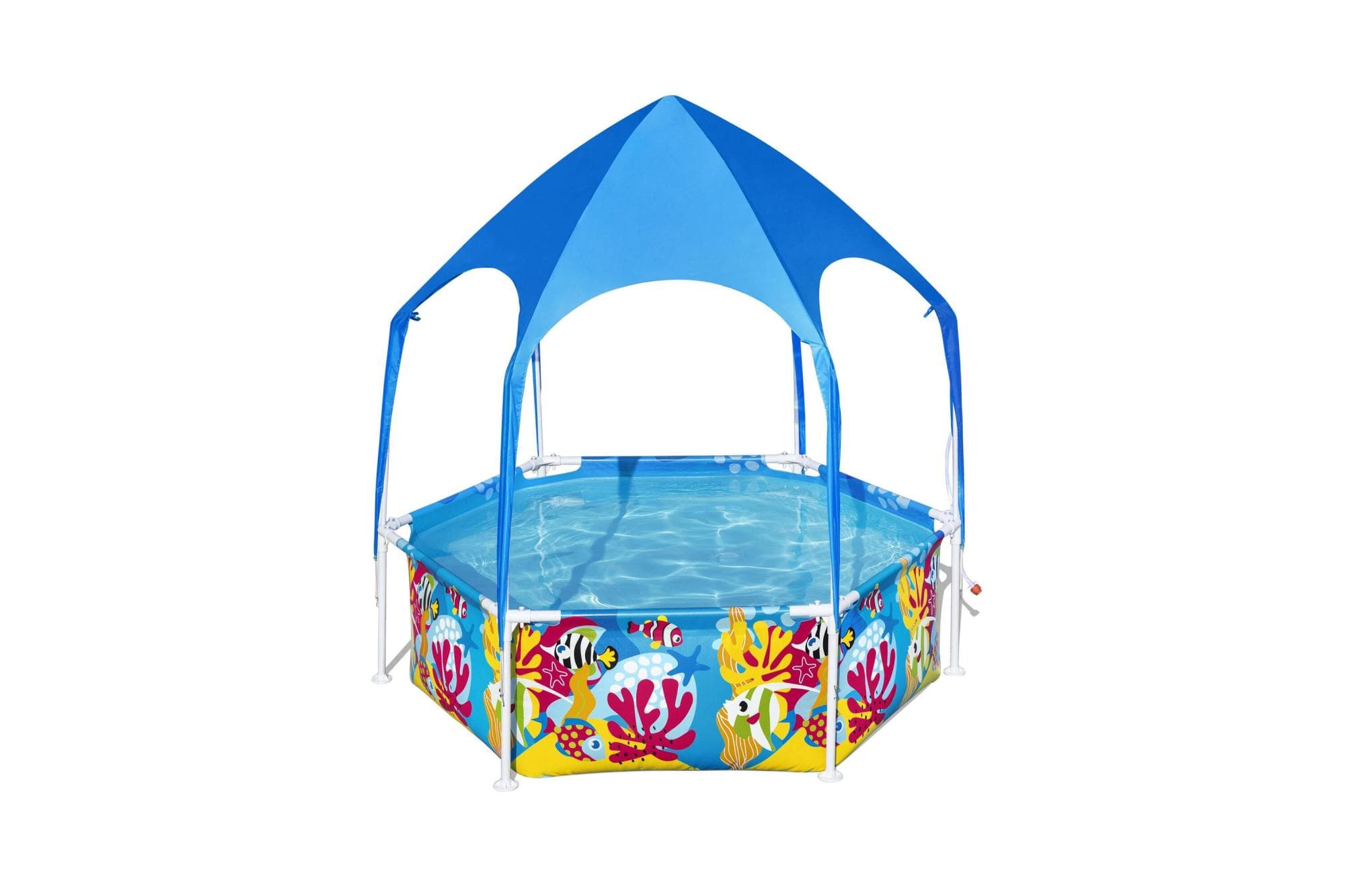 Piscinetta con parasole UV Careful Splash-in-Shade blu da 183x51 cm