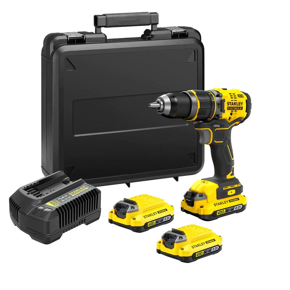 Trapano Avvitatore con percussione Brushless a batteria 18V con 3 batterie LI-Ion 2 Ah V20 SFMCD721D2K FATMAX® STANLEY®
