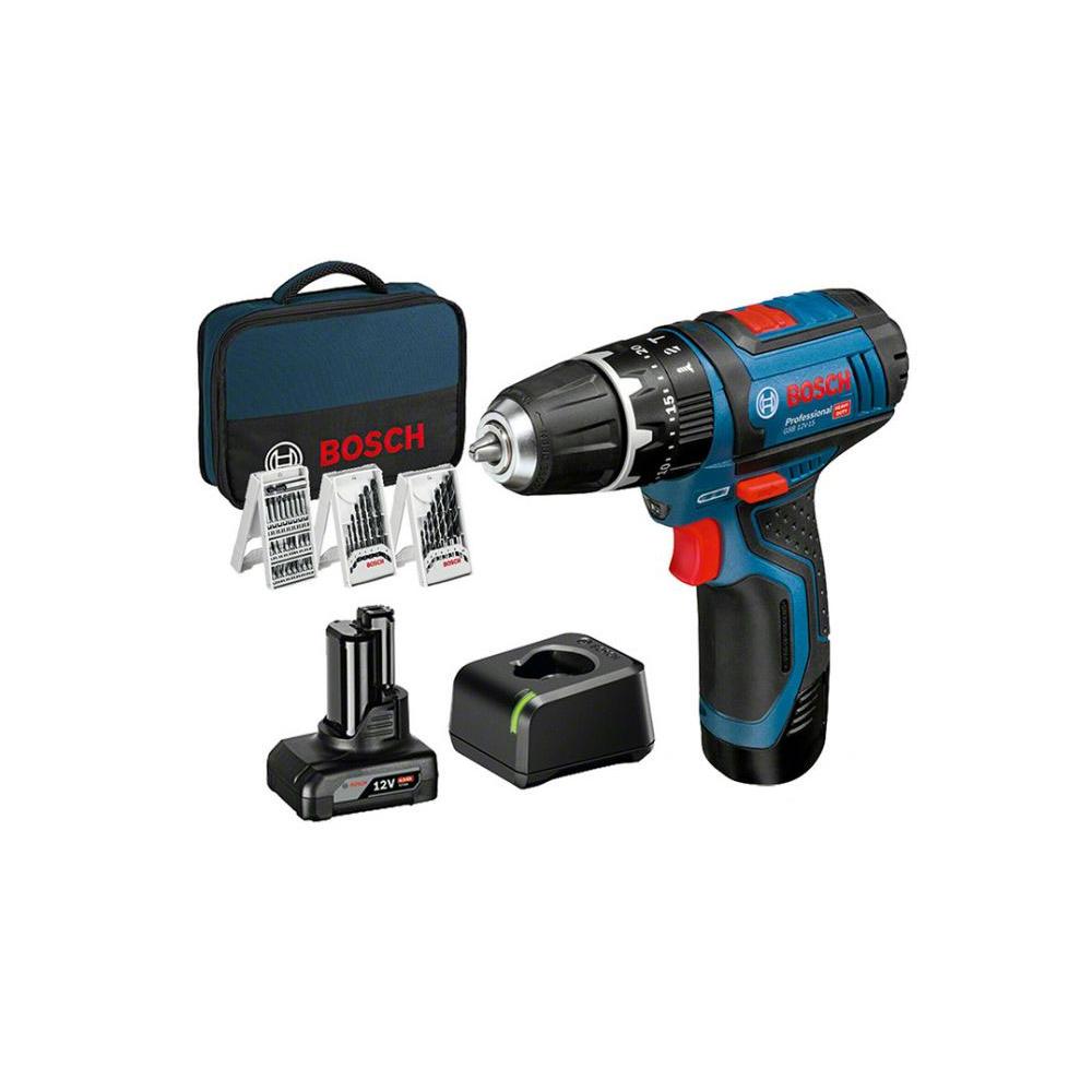 Trapano Avvitatore GSB 12V-15 con 2 batterie Litio (1 X 4.0 Ah + 1 X 2.0 Ah) + accessori in soft bag 06019B690G Professional BOSCH