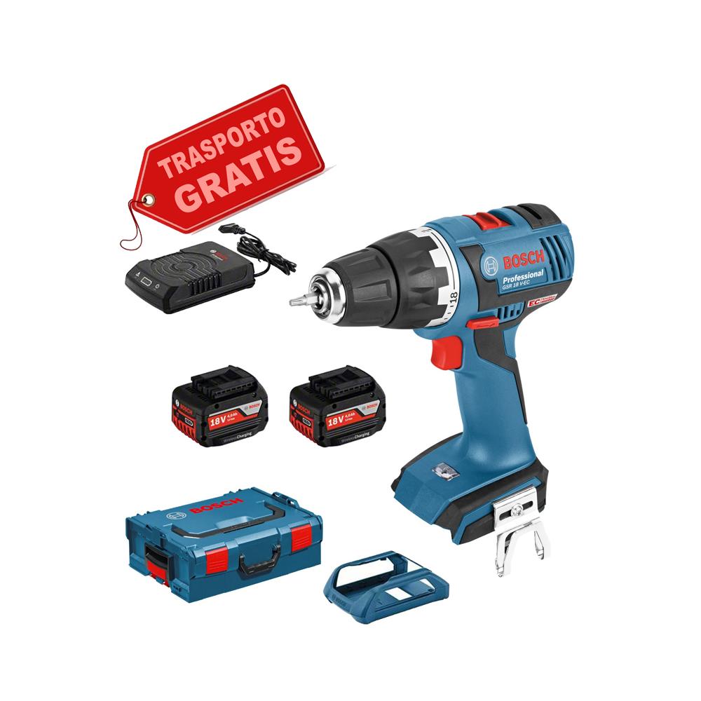 Trapano Avvitatore GSR 18 V-EC WLC con 2 batterie Litio da 4 Ah WIRELESS 06019D6107 Professional BOSCH